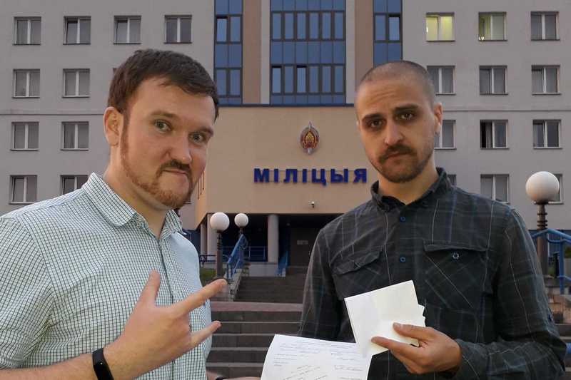 Zmitser Mitskevich and Syarhei Kavaliou after release. Photo: belsat.eu