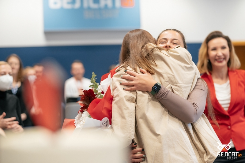 Сустрэча з Дар’яй Чульцовай. Варшава, Польшча. Фота: Белсат