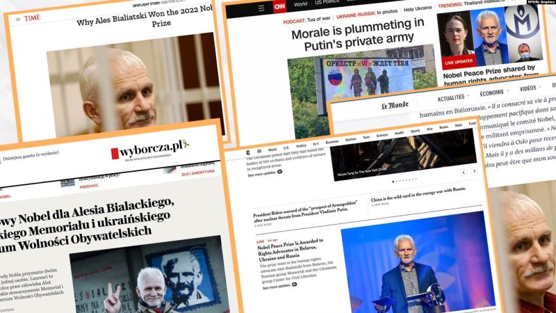 Заходнія СМІ пра Нобэлеўскую прэмію Алеся Бяляцкага