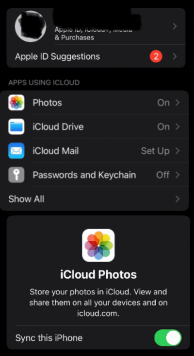 Спрошчаная схема таго, як адключыць сінхранізацыю з iCloud