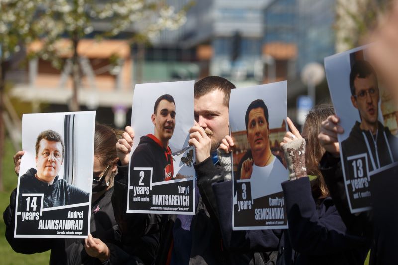 Марафон салідарнасці, распачаты Беларускай асацыяцыяй журналістаў суместна з Саюзам журналістаў Літвы . 3 траўня 2023 года. Фота: БАЖ