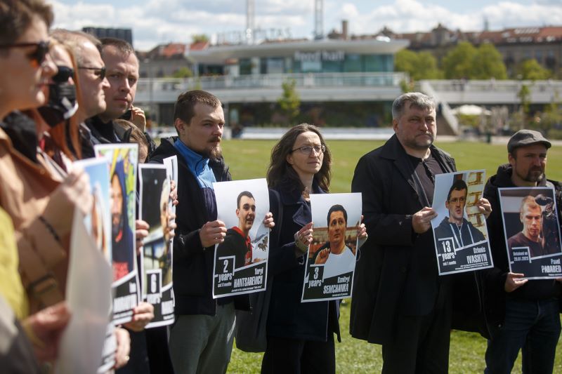 Марафон салідарнасці, распачаты Беларускай асацыяцыяй журналістаў суместна з Саюзам журналістаў Літвы . 3 траўня 2023 года. Фота: БАЖ