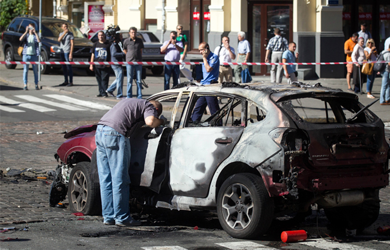 Месца гібелі Паўла Шарамета. Фота: ukrafoto/vostock-photo