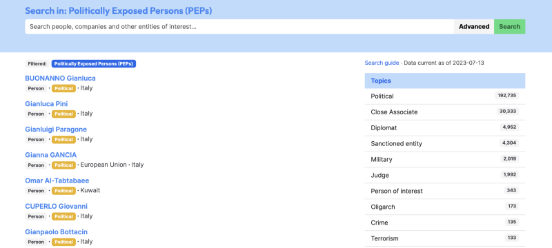 Выява: Screenshot, OpenSanctions