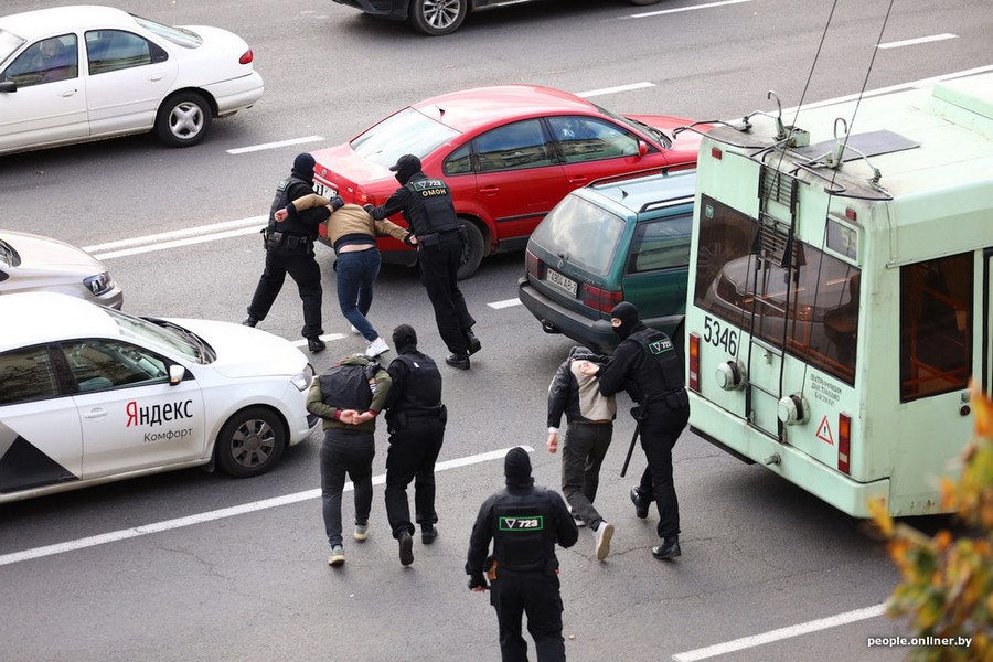 Падзеі ў Мінску 18 кастрычніка. Фота: Onliner.by