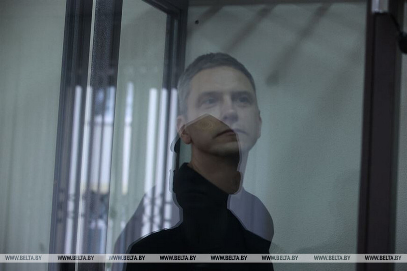 Журналіст Павал Мажэйка на абвяшчэнні прысуду ў Гарадзенскім судзе. Горадня, Беларусь. 26 ліпеня 2023 года.