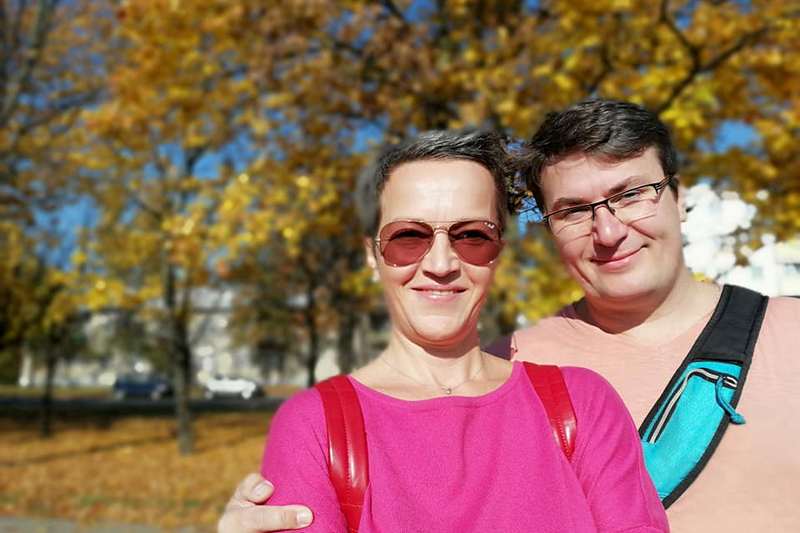 Журналістка Ірына Слаўнікава з мужам Аляксандрам Лойкам. Фота: Ирина Славникова / Facebook