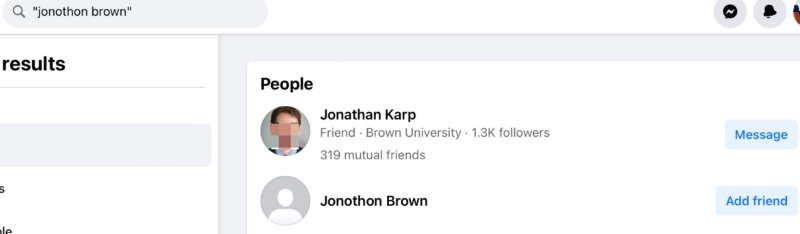 Точный поиск по имени в Facebook. Изображение: Скриншот, Хенк ван Эсс