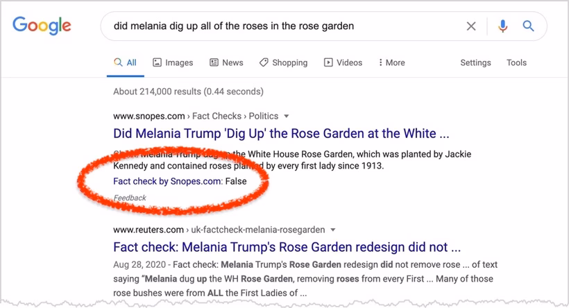 Google прекращает показывать в поисковой выдаче комментарии от фактчекеров