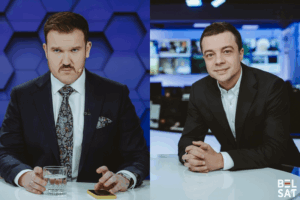 Вядоўцы праграмы «Тут і там» Зміцер Міцкевіч і Алесь Залеўскі