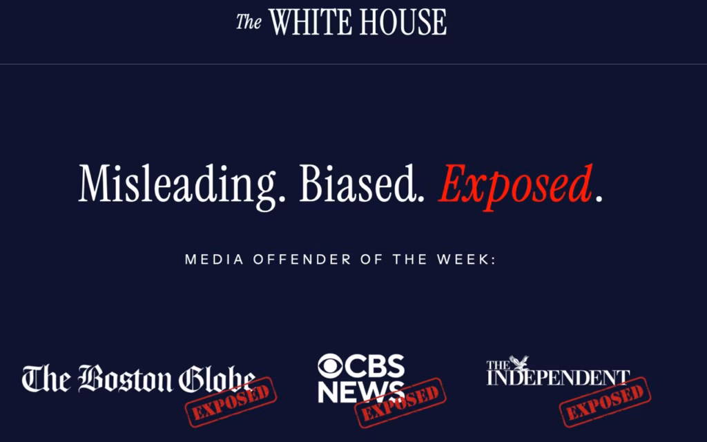 «Зал позора» для СМИ появился на сайте Белого дома